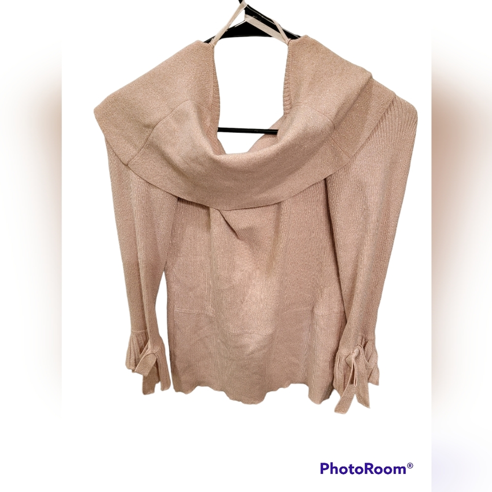 7th Avenue Design Studio New York and Company Dusty Rose Sequence bow sleeves